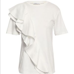 Adeam ruffled cotton poplin white tshirt too SMALL